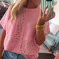 WAFFLE KNIT FLORAL PRINT TOP