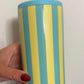 Yellow and Aqua Striped Slim Koozie