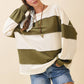Pink and Green Panel Long Sleeve Slouchy Top
