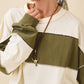 Pink and Green Panel Long Sleeve Slouchy Top
