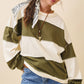 Pink and Green Panel Long Sleeve Slouchy Top
