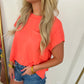 Flared Hem Waffle Knit Casual Top