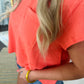 Flared Hem Waffle Knit Casual Top
