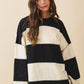 Pink and Green Panel Long Sleeve Slouchy Top