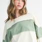 Pink and Green Panel Long Sleeve Slouchy Top