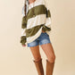 Pink and Green Panel Long Sleeve Slouchy Top