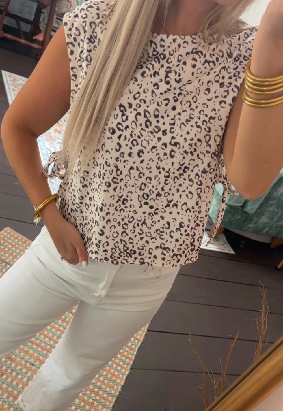Leopard Print Tie Side Top
