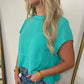 Flared Hem Waffle Knit Casual Top