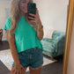 Flared Hem Waffle Knit Casual Top